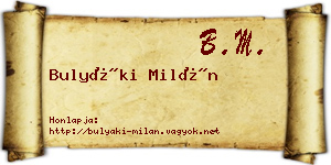 Bulyáki Milán névjegykártya