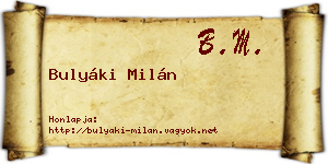 Bulyáki Milán névjegykártya